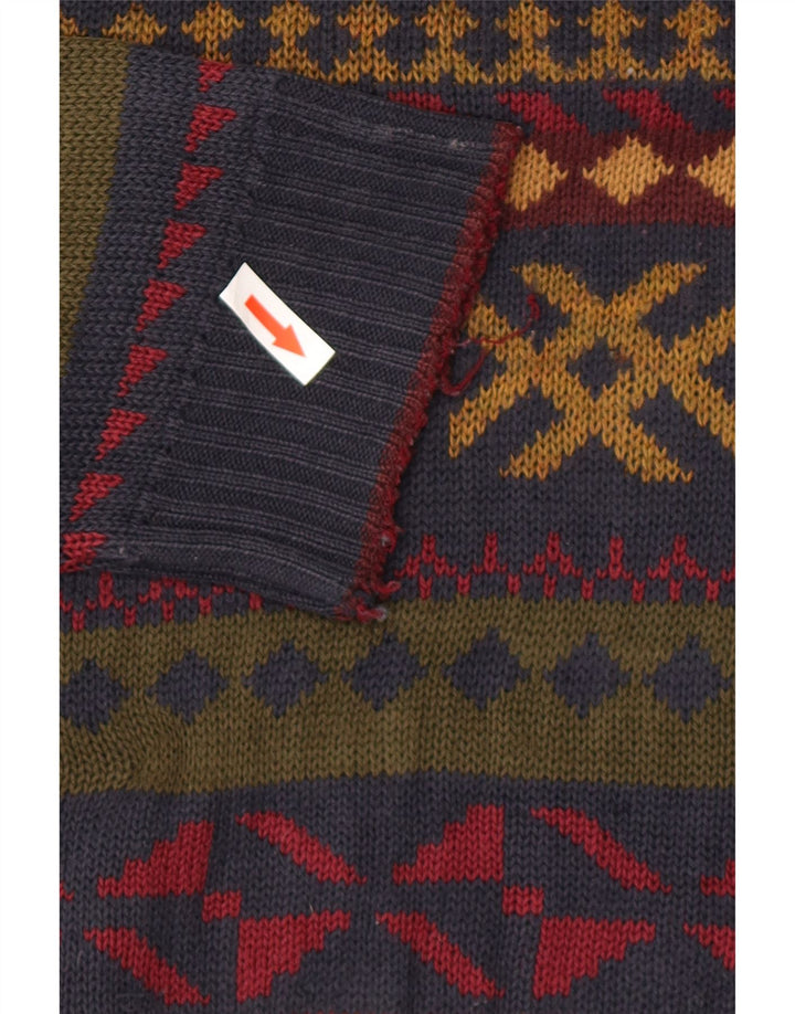 Suéter masculino Marks & Spencer com gola redonda, grande geométrico multicolorido