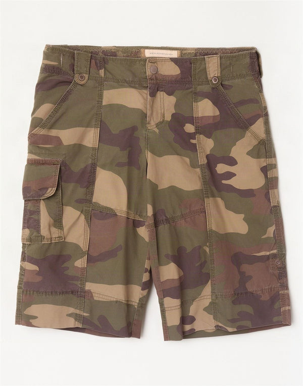 Shorts cargo masculino Abercrombie & Fitch médio W34 algodão camuflado cáqui