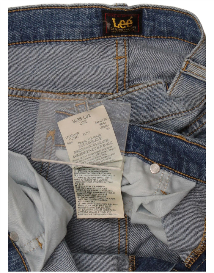 Lee Mens Luke Slim Jeans W36 L32 Azul Algodão