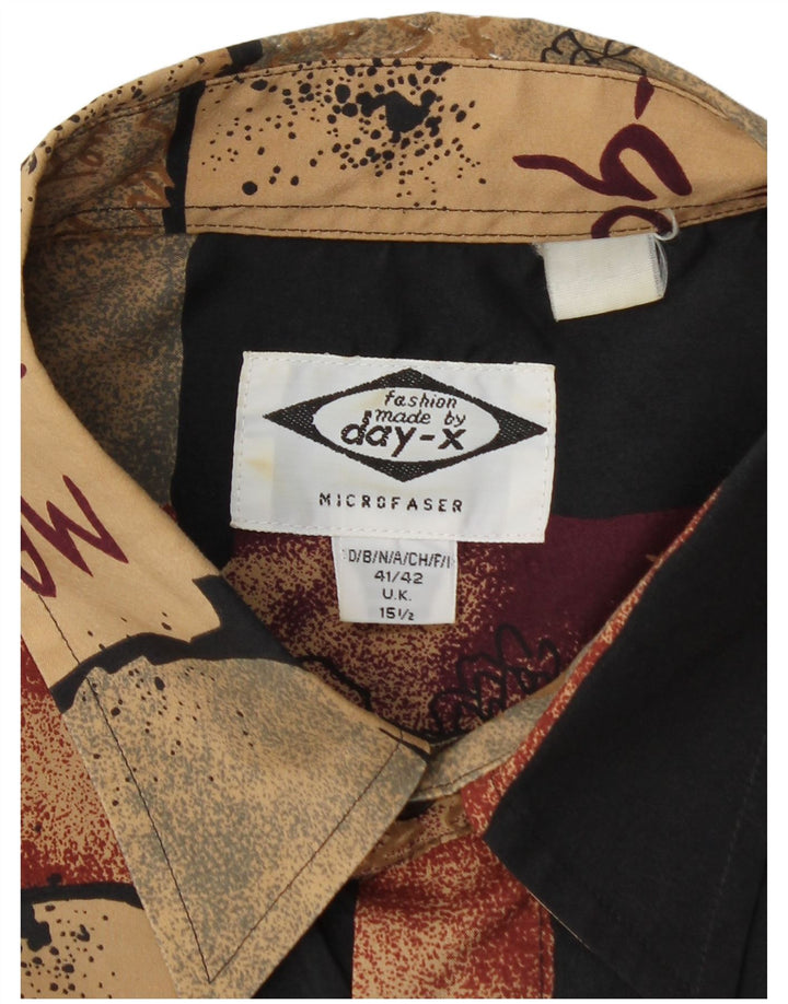 Camisa masculina de manga curta DAY-X tamanho 15 1/2 poliéster bege médio patchwork