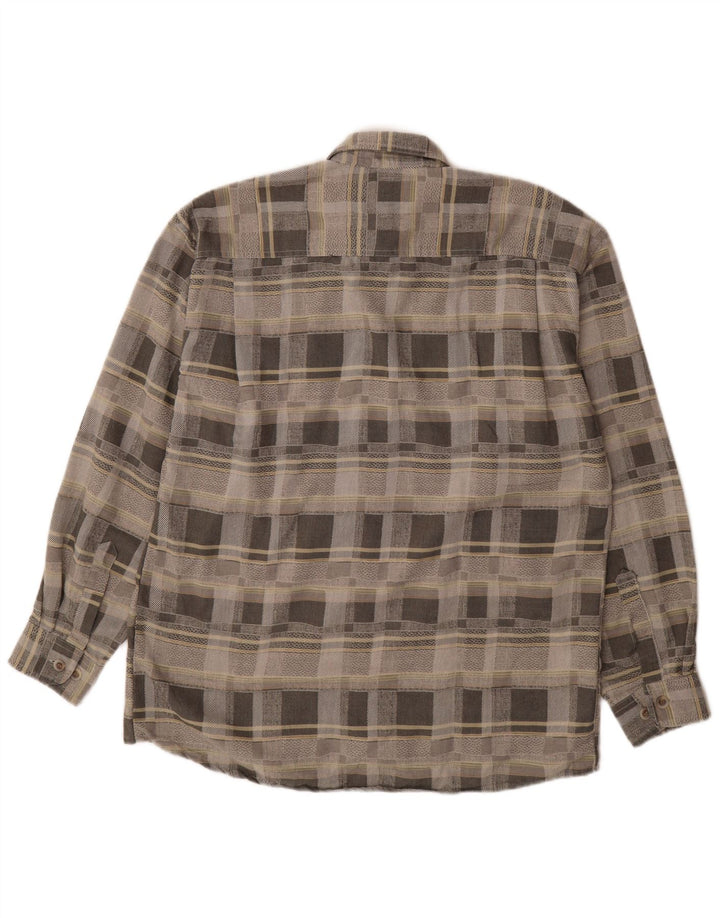 Camisa masculina de flanela JAC TISSOT algodão xadrez cinza médio