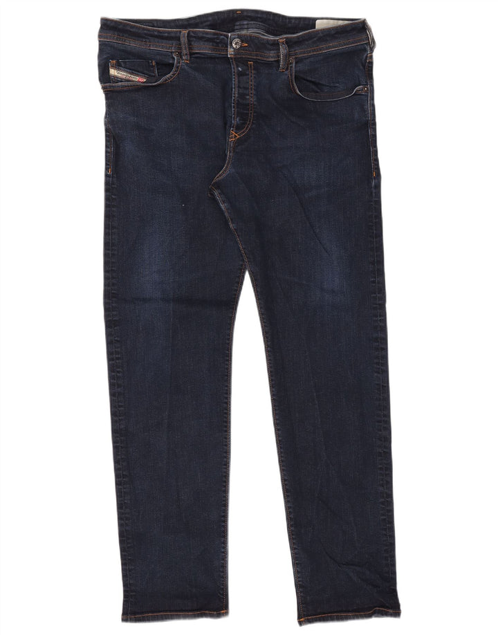 Diesel Mens Slim Jeans W38 L31 Azul Marinho Algodão