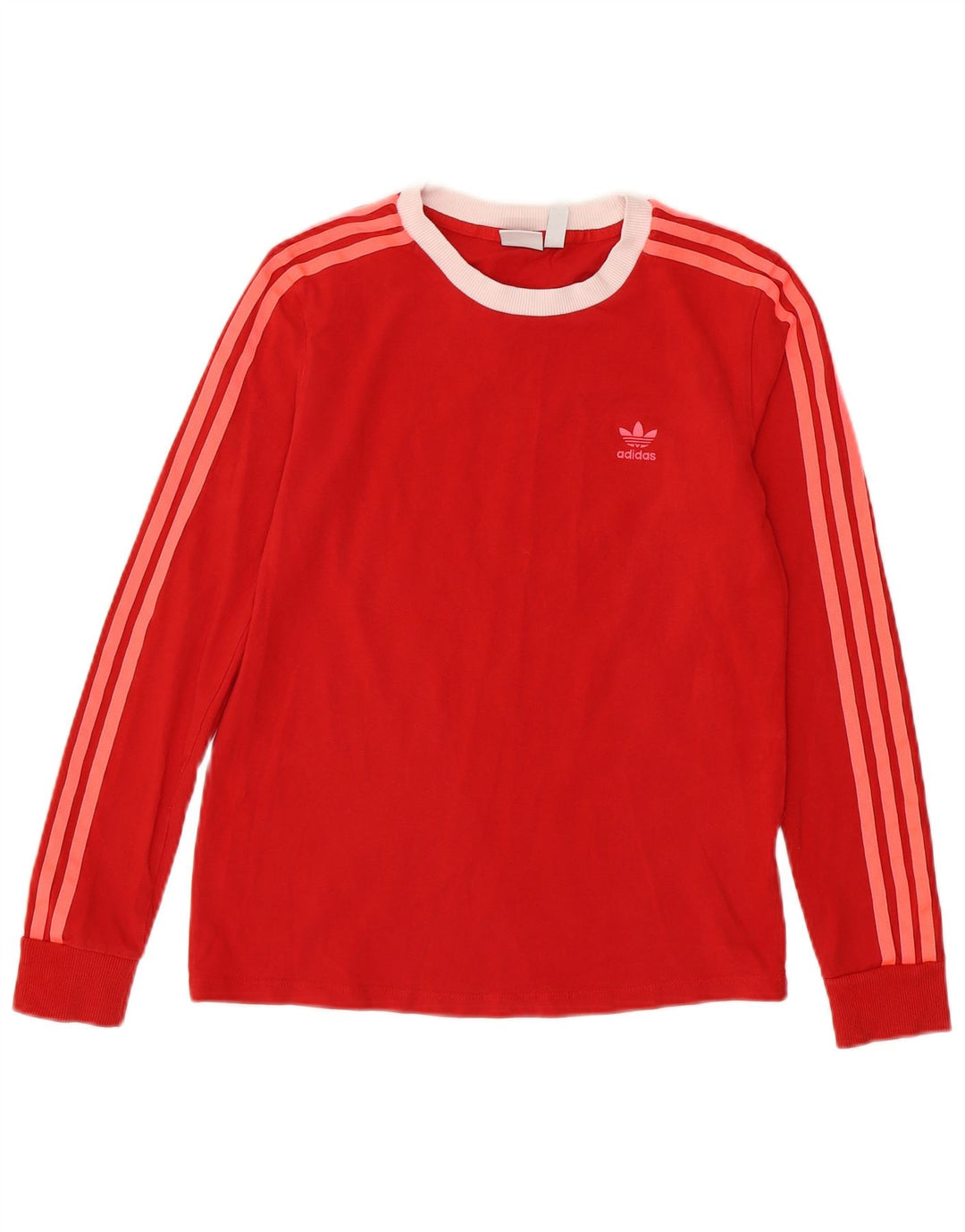 ADIDAS Womens Top Manga Longa UK 10 Pequeno Algodão Vermelho