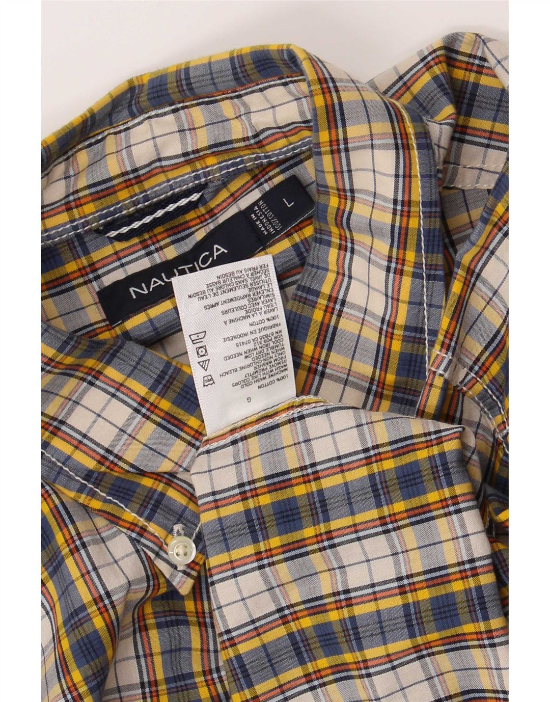 Camisa masculina Nautica grande algodão xadrez multicolorido