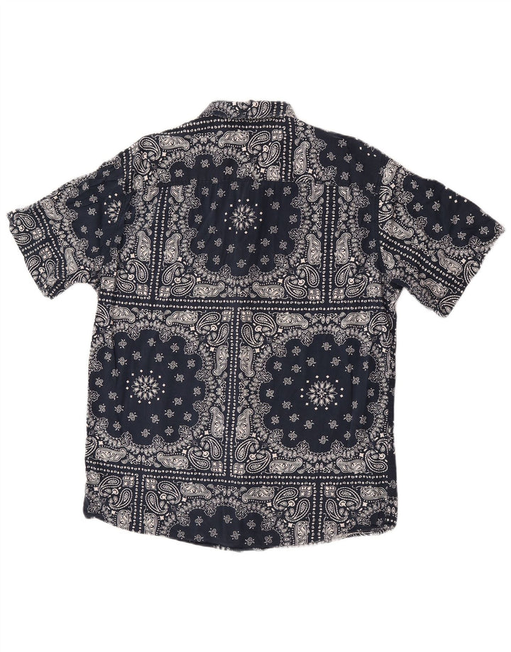 Camisa masculina de manga curta Jack & Jones média azul marinho algodão paisley