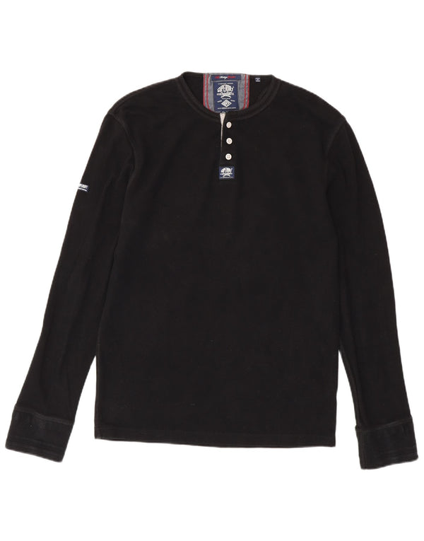 SUPERDRY Mens Heritage Top Manga Longa XL Algodão Preto