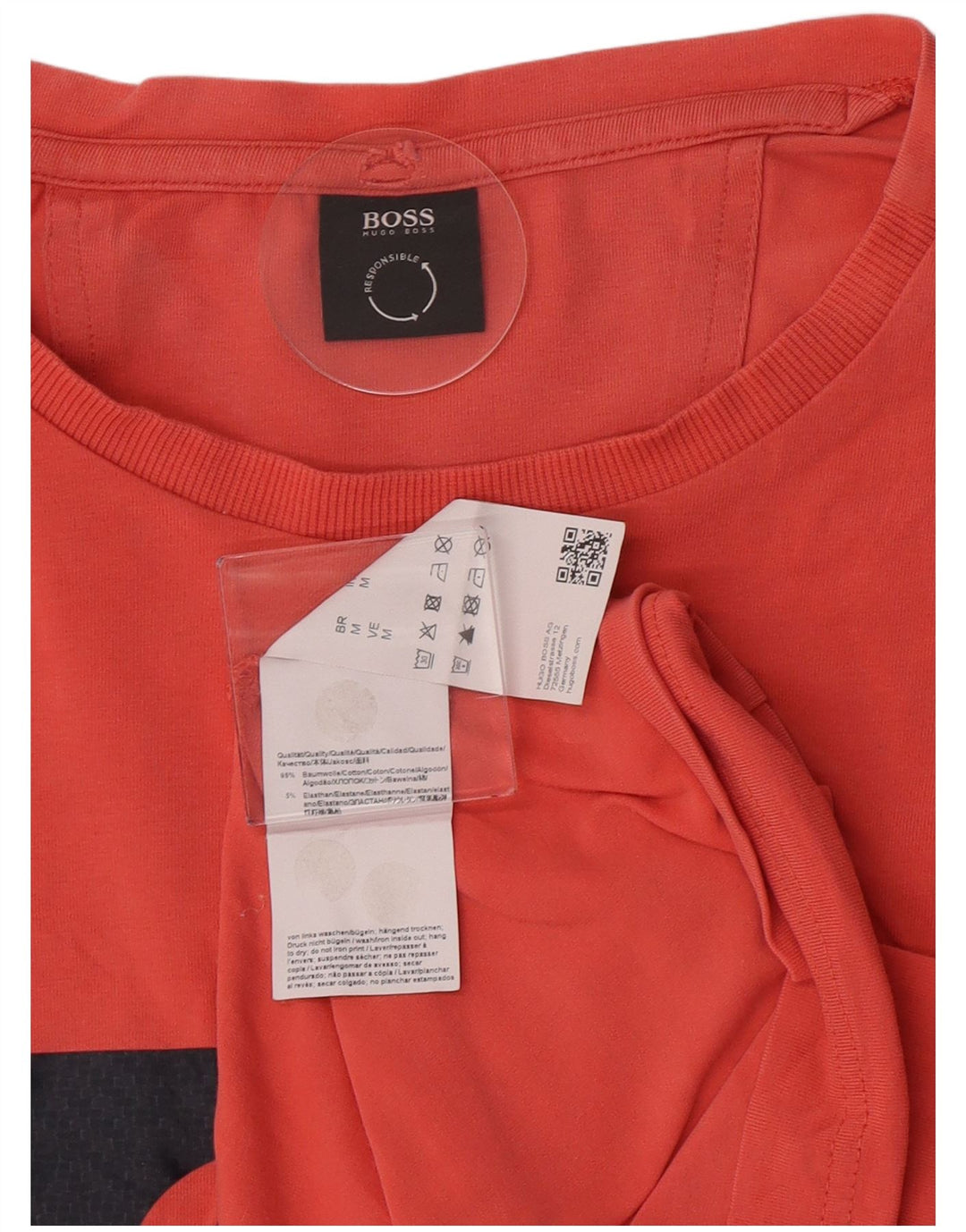 Camiseta gráfica masculina Hugo Boss Top médio algodão rosa