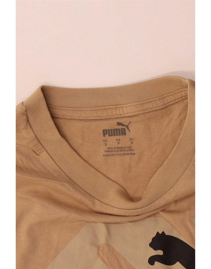 Puma Mens Graphic T-Shirt Top Pequeno Algodão Bege