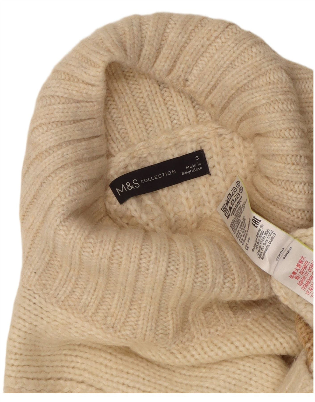 Suéter feminino Marks & Spencer com gola tartaruga Reino Unido 10 pequeno off white