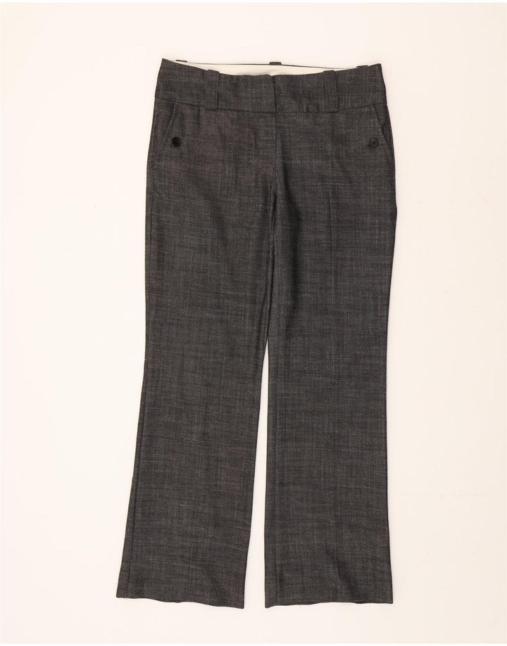 Calça casual feminina Monsoon Bootcut UK 10 pequena W32 L30 poliéster cinza