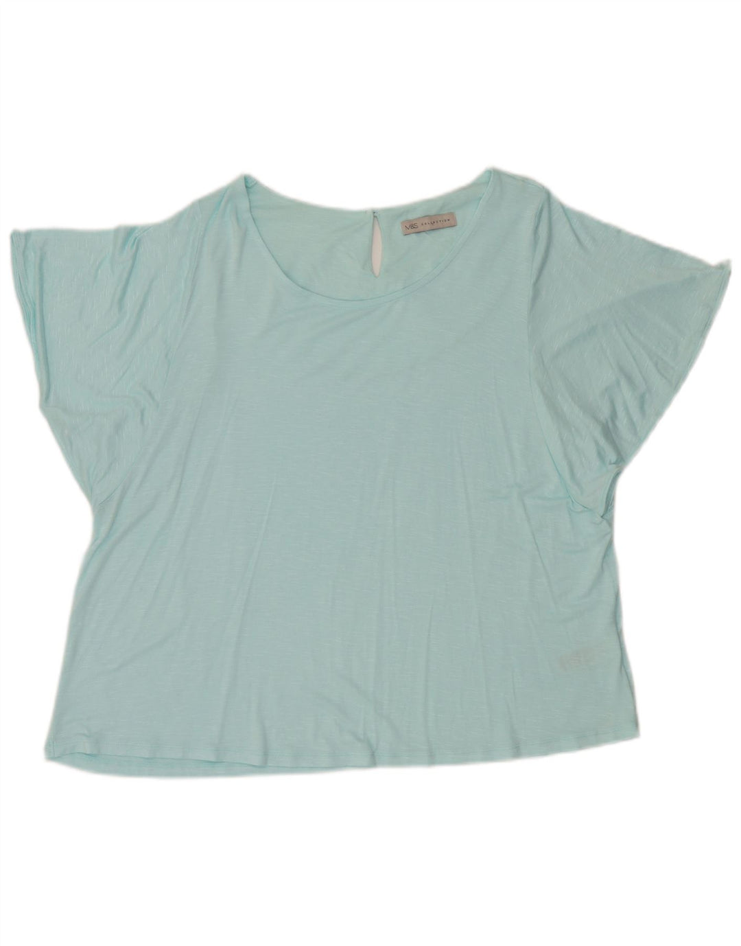 Blusa feminina Marks & Spencer UK 20 2XL viscose manchada azul