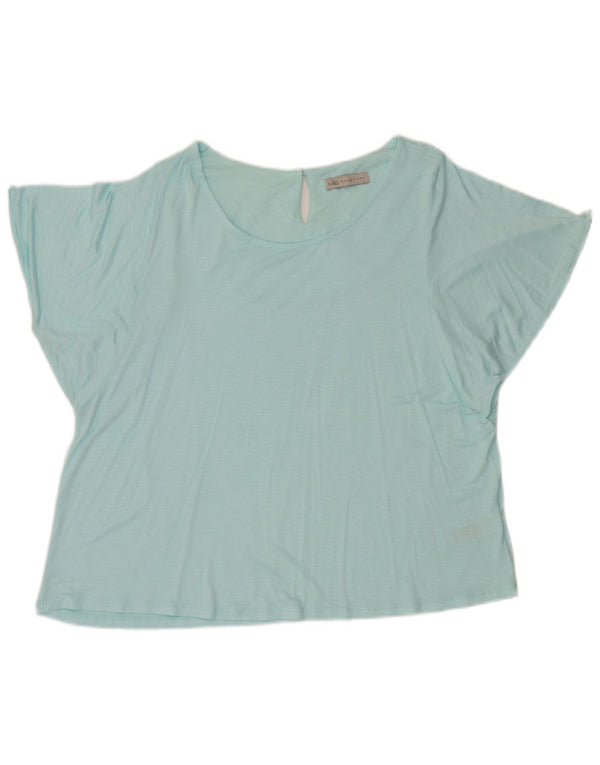 Blusa feminina Marks & Spencer UK 20 2XL viscose manchada azul