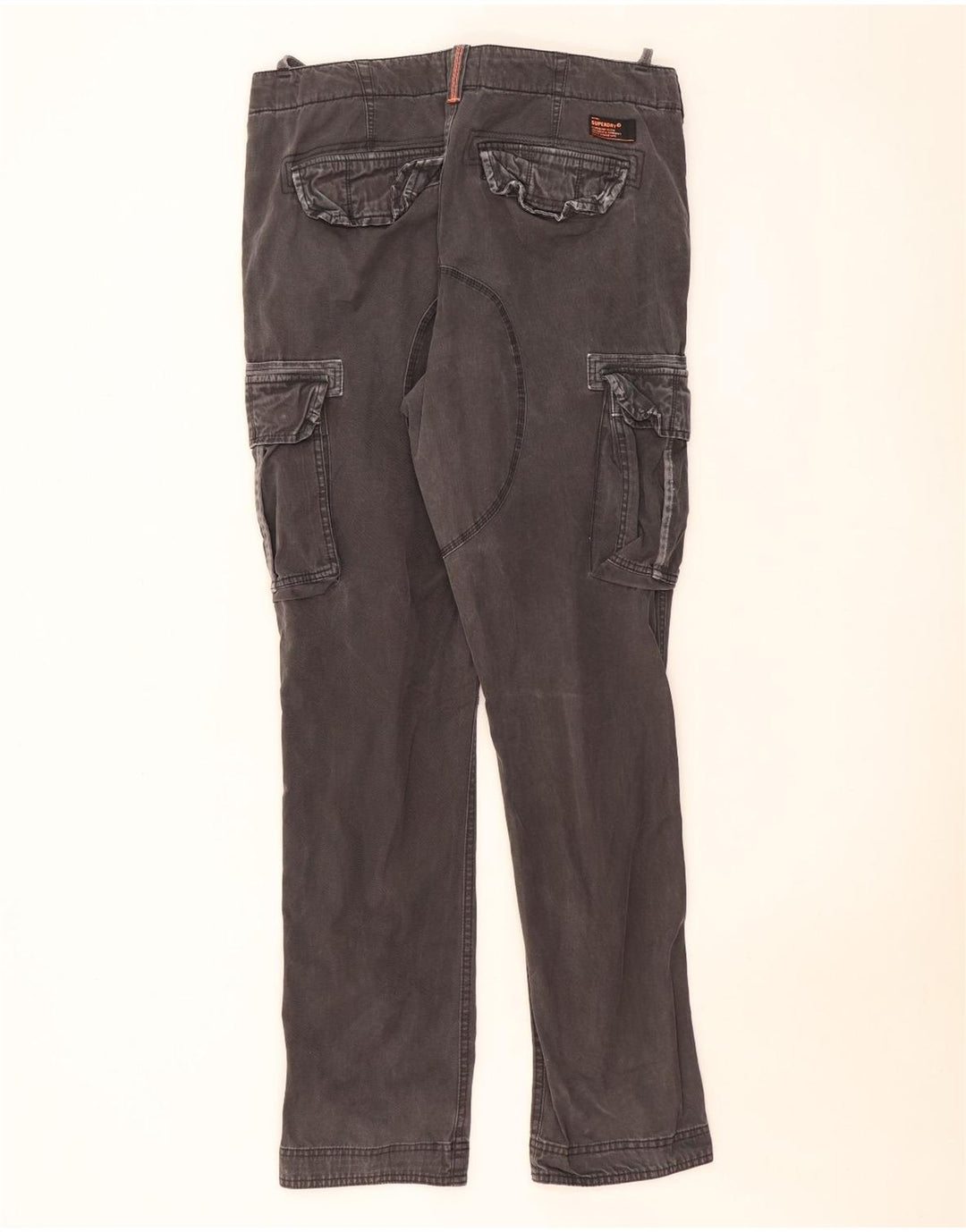 Calça cargo slim masculina SUPERDRY grande W36 L33 algodão cinza