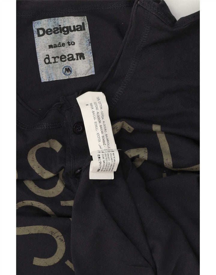 Desigual Top gráfico masculino manga comprida médio algodão azul marinho