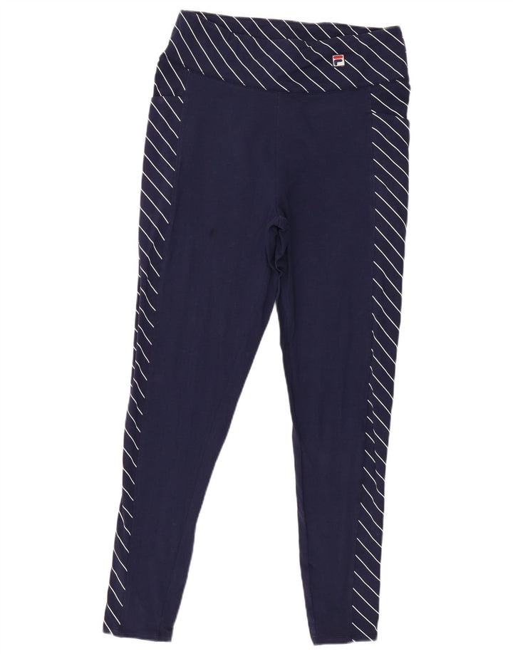 Conjunto feminino Fila de 2 peças UK 12 algodão listrado azul marinho médio