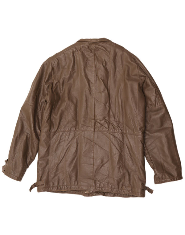 Jaqueta de couro masculina vintage IT 54 2XL marrom