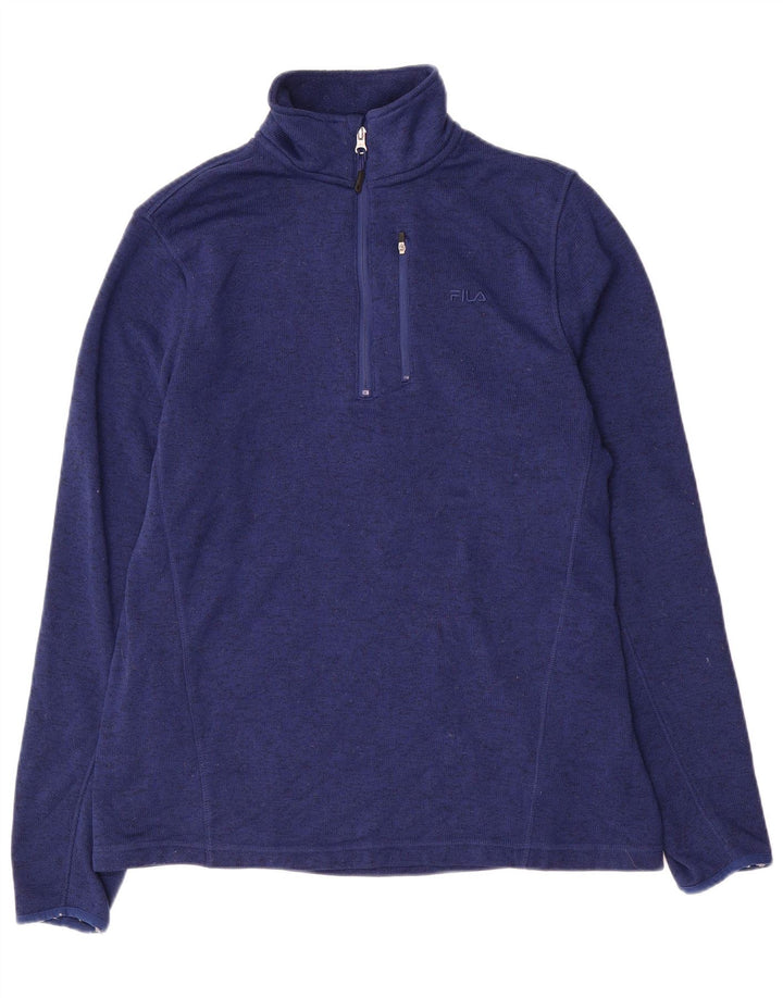 Moletom masculino FILA com zíper e gola grande poliéster azul marinho