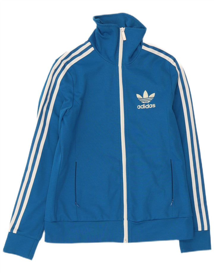 ADIDAS Womens Tracksuit Top Jacket EU 38 Médio Azul Algodão