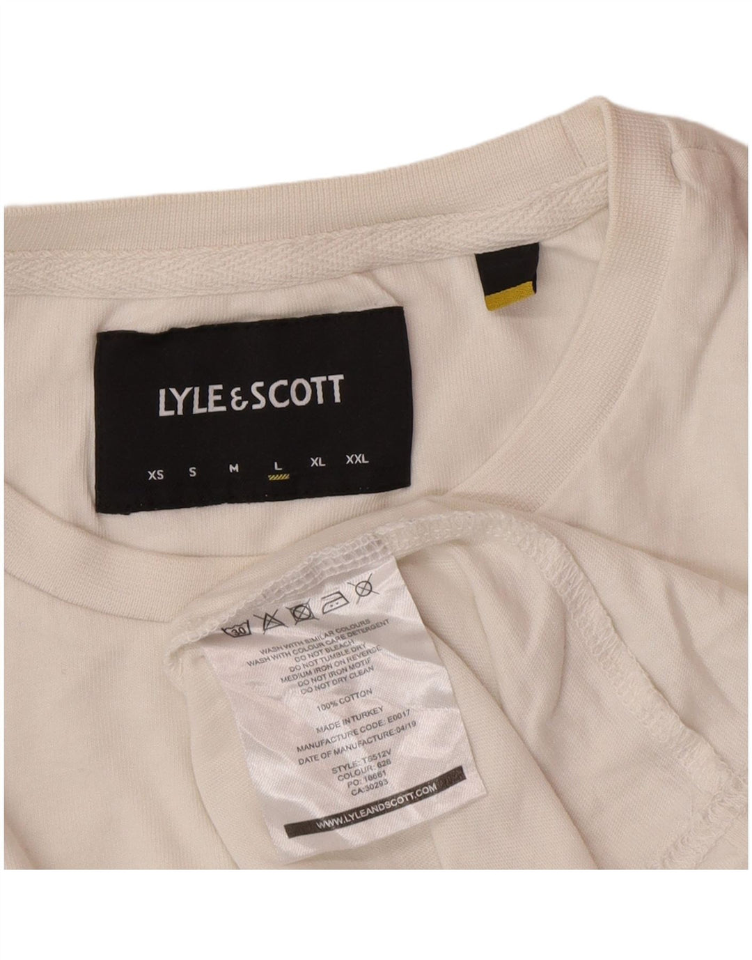 Lyle & Scott Camiseta masculina de manga comprida grande algodão branco