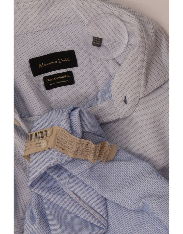 Camisa masculina Massimo Dutti 2XL algodão manchado azul