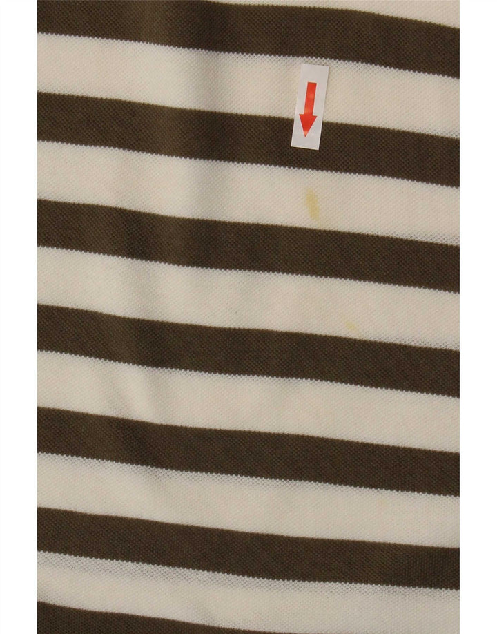 Camisa polo masculina Massimo Dutti grande algodão listrado marrom