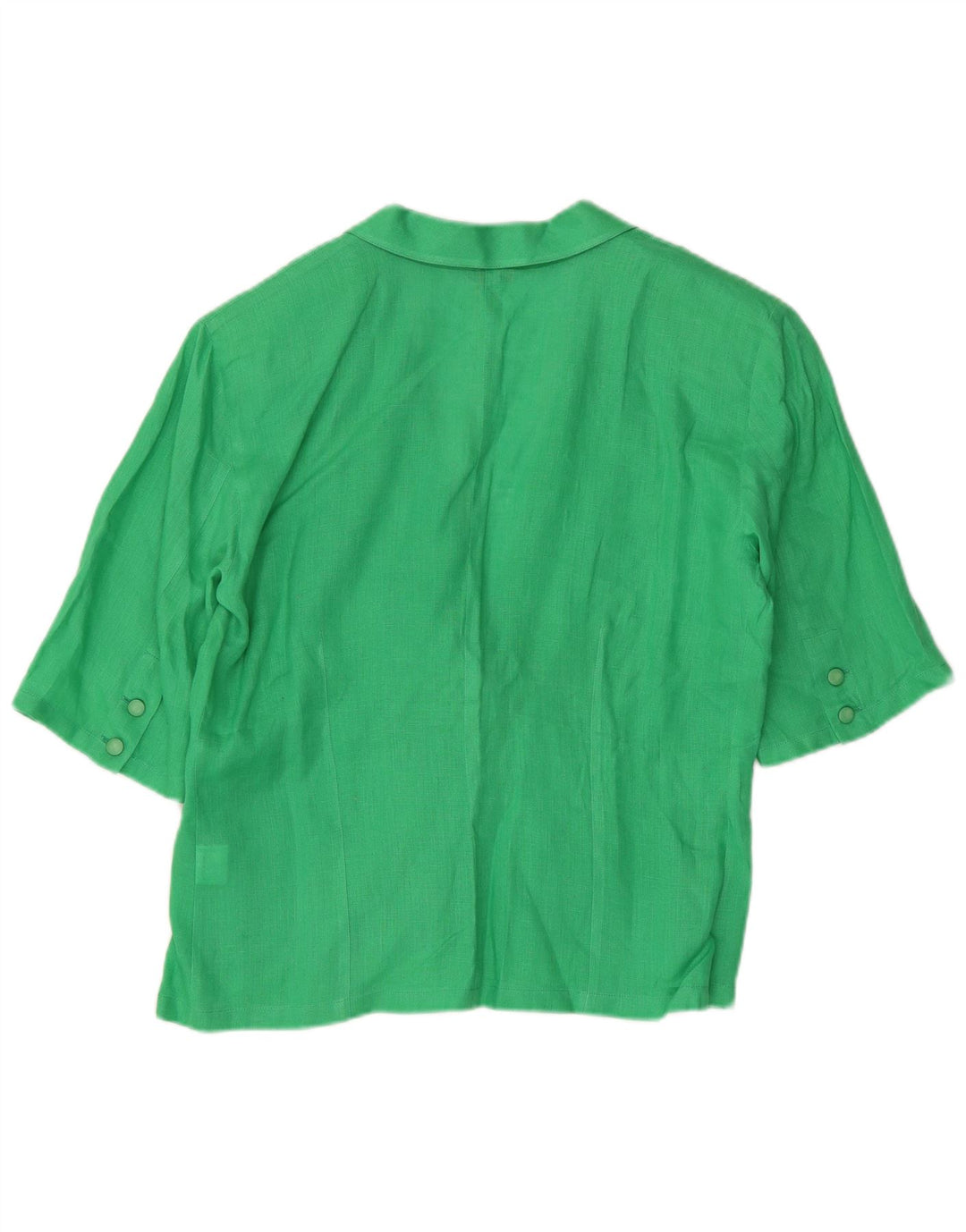 Jaqueta blazer feminina vintage manga curta 1 botão IT 44 linho verde médio