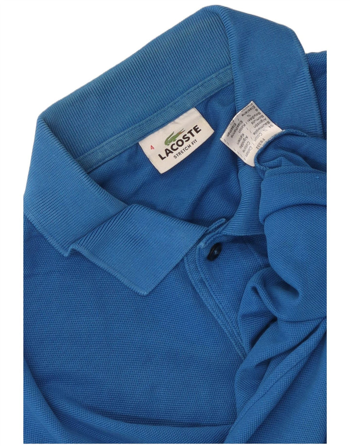 Camisa polo masculina Lacoste tamanho 4 algodão azul médio