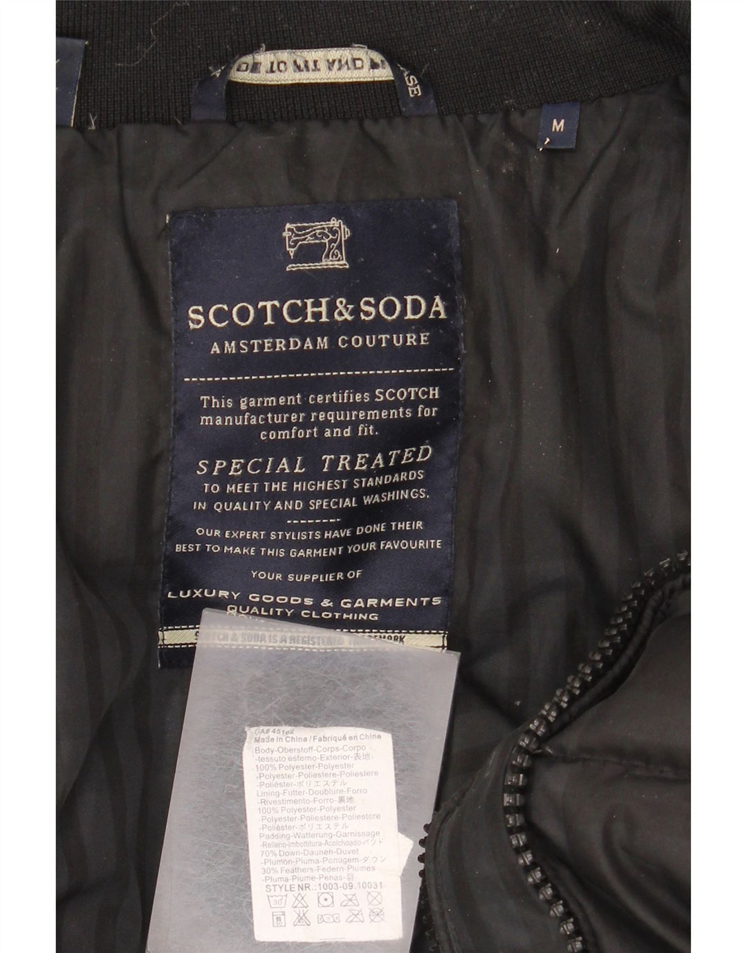 Scotch & Soda Mens Amsterdam Couture Jaqueta acolchoada Reino Unido 38 Médio Preto Xadrez