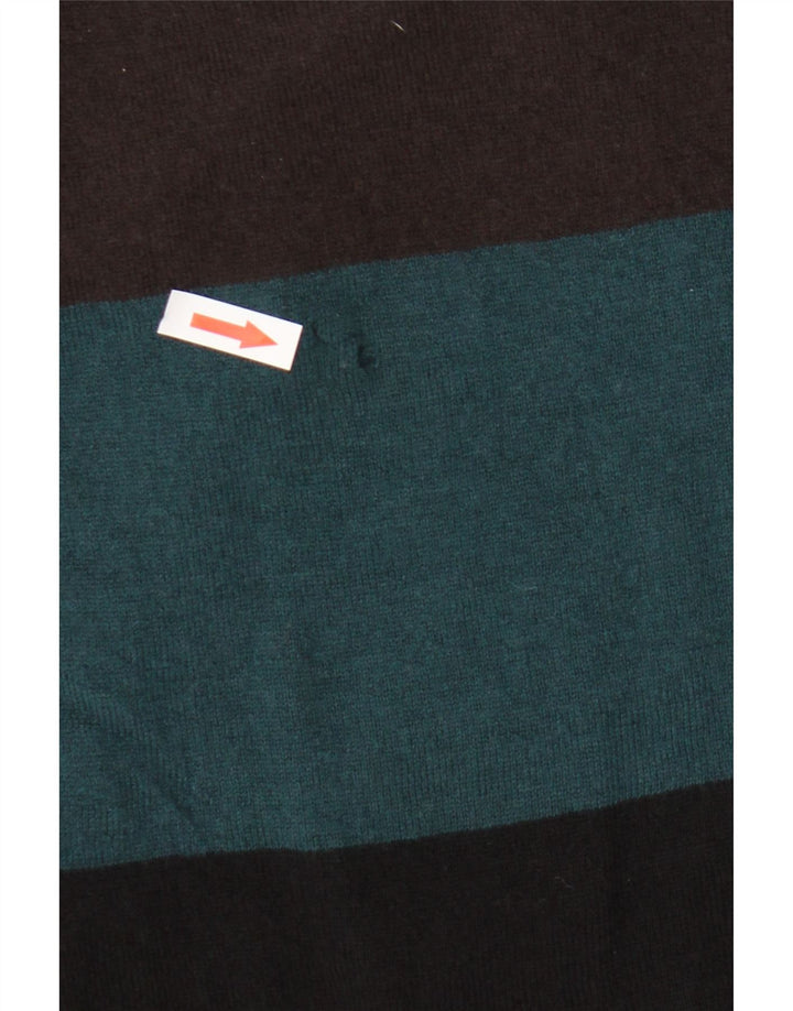 Zara Suéter masculino com gola canoa, médio, multicolorido, lã colorblock