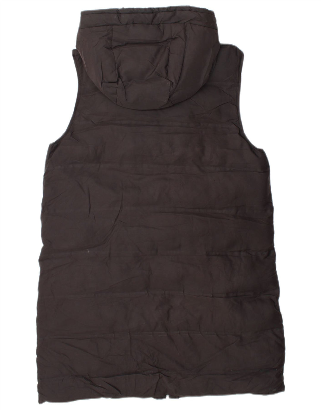 Zara Womens Longline Hooded Gilet UK 14 Médio Preto Poliéster