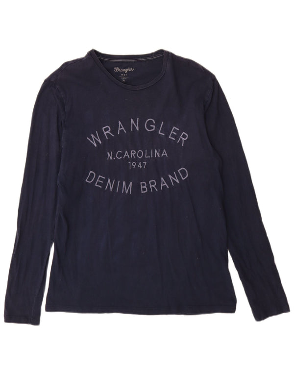 Wrangler Mens Slim Fit Gráfico Top Manga Longa XL Azul Marinho Algodão