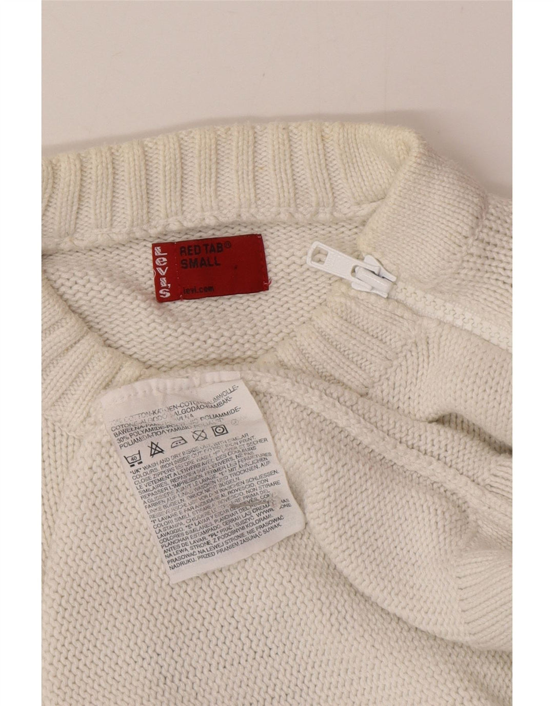 Suéter masculino Levi's com gola redonda e gola redonda, pequeno algodão branco