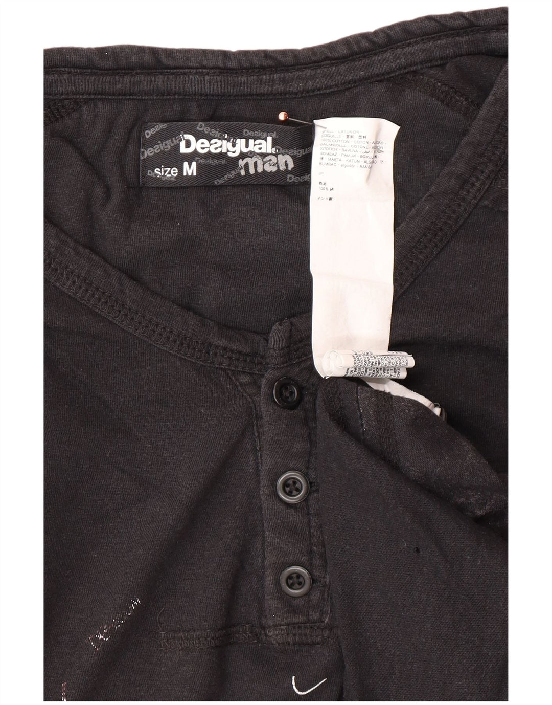 Camiseta gráfica masculina DESIGUAL Top médio algodão preto