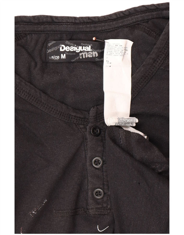 Camiseta gráfica masculina DESIGUAL Top médio algodão preto
