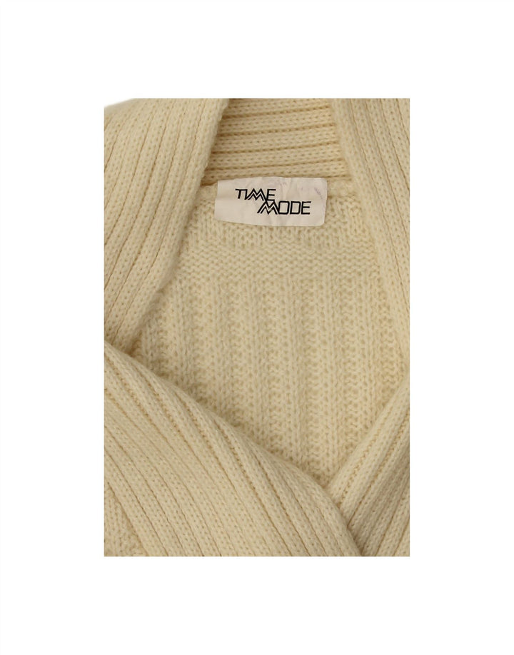 Suéter feminino VINTAGE com gola xale UK 18 XL off white