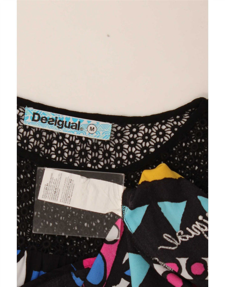 Desigual Top túnica feminina gráfica UK 14 médio multicolorido geométrico