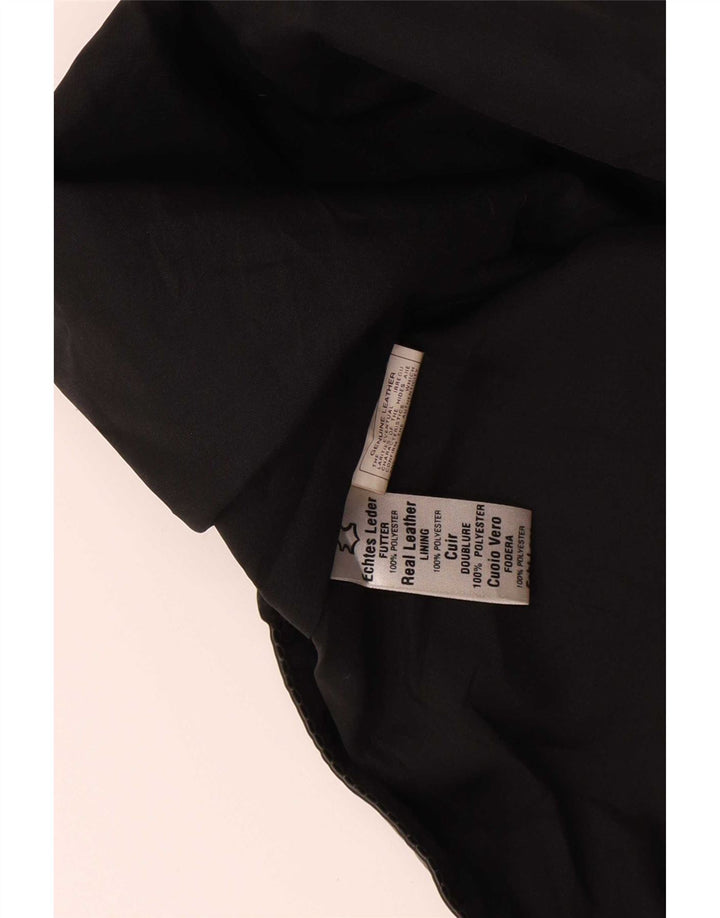 Colete de couro masculino vintage médio preto
