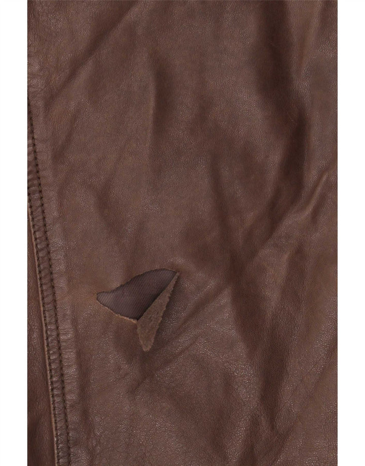 Jaqueta de couro masculina vintage UK 40 grande marrom