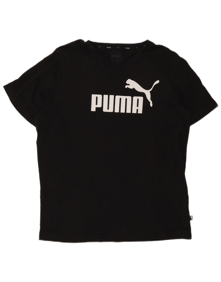 Camiseta masculina PUMA com estampa gráfica grande de algodão preto