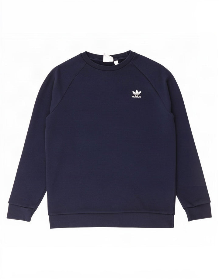 Adidas Mens Moletom Jumper Médio Azul Marinho Algodão
