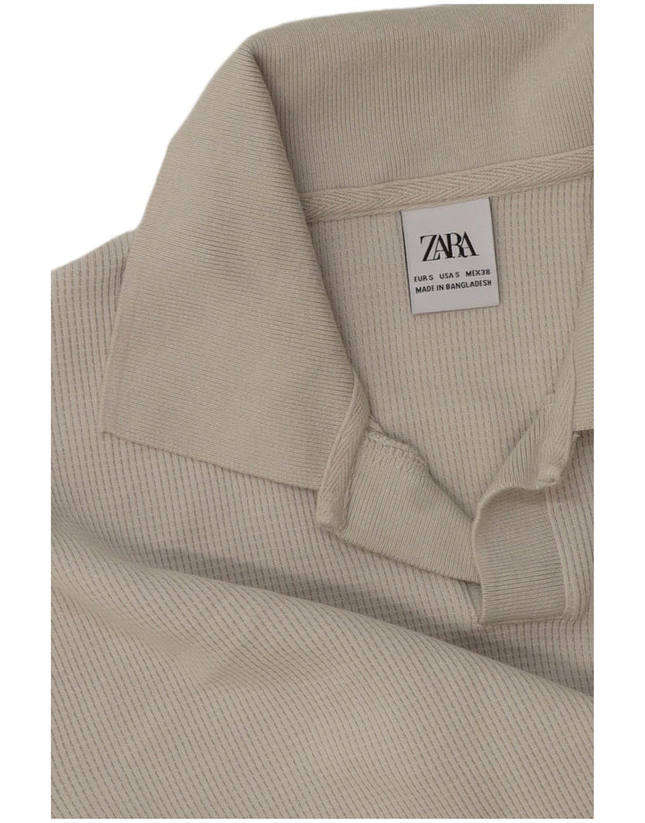 Suéter masculino ZARA com gola polo e algodão cinza pequeno