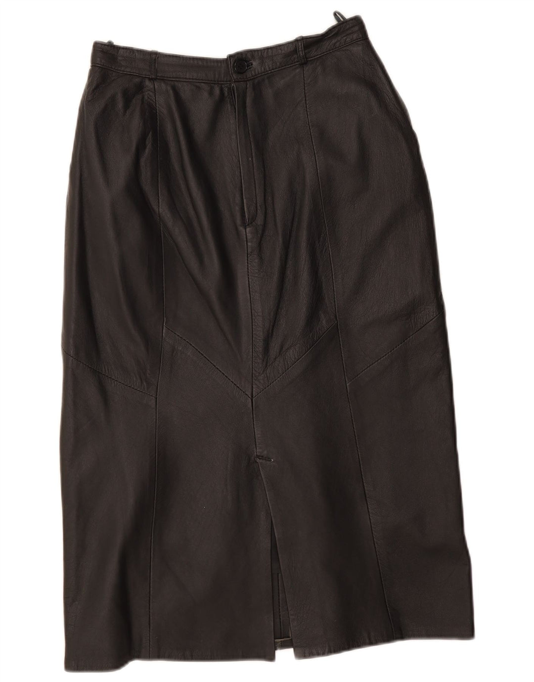 Saia de couro feminina vintage EU 40 médio W29 couro preto