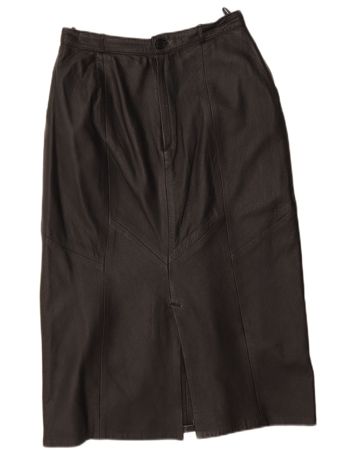 Saia de couro feminina vintage EU 40 médio W29 couro preto