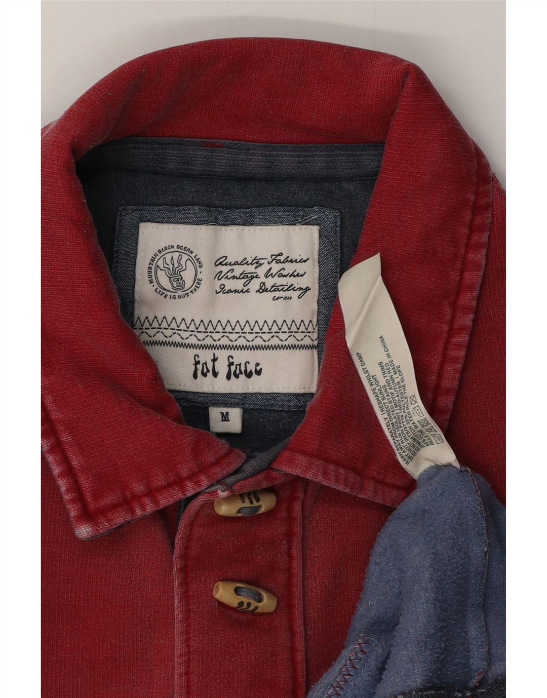 FAT FACE Mens Gráfico Polo Pescoço Moletom Jumper Médio Algodão Vermelho