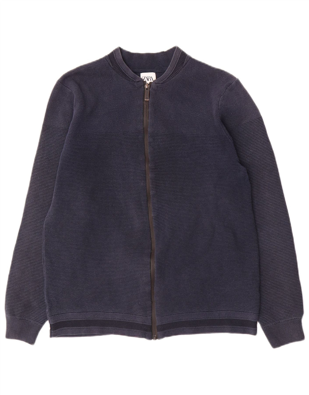 Suéter cardigã masculino Zara médio listrado azul marinho