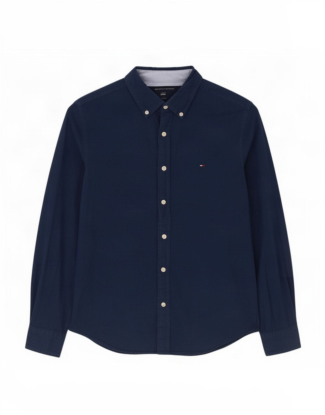 Camisa masculina Tommy Hilfiger pequena algodão azul marinho