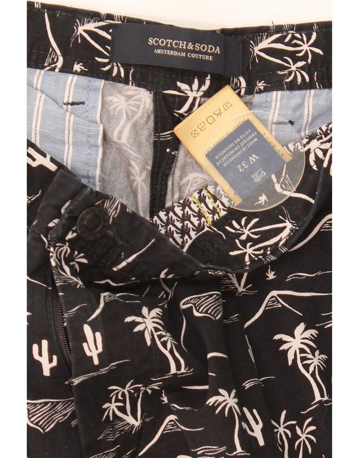 Scotch & Soda Masculino Abstrato Padrão Chino Shorts W32 Médio Preto Havaiano