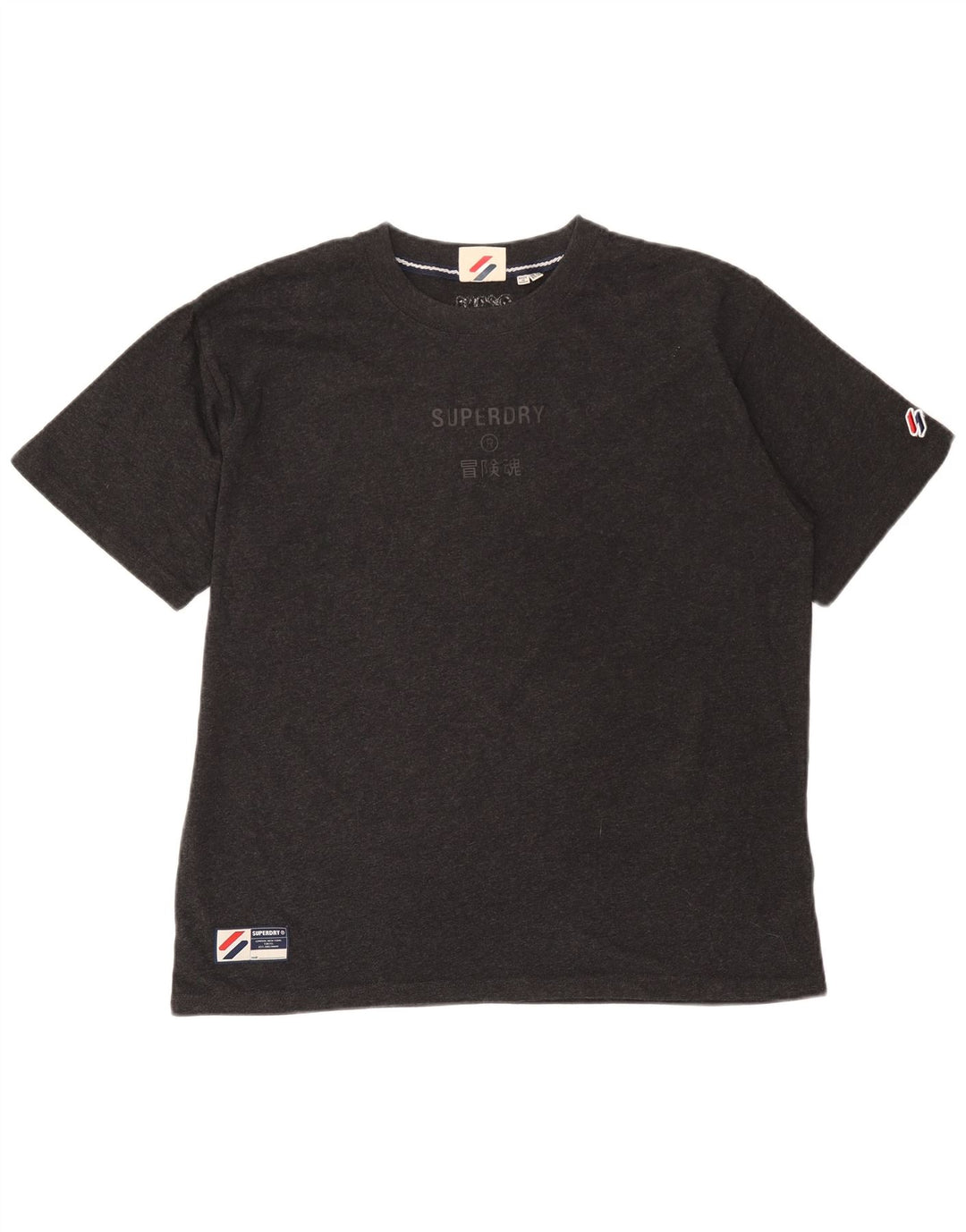 Camiseta feminina Superdry com estampa gráfica UK 14 grande algodão cinza