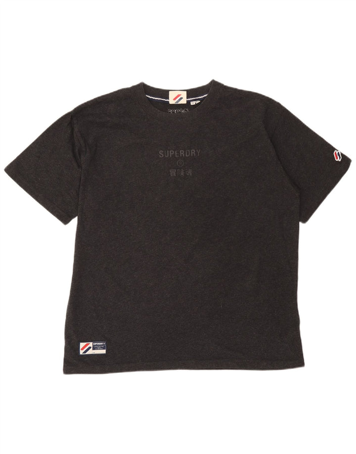 Camiseta feminina Superdry com estampa gráfica UK 14 grande algodão cinza