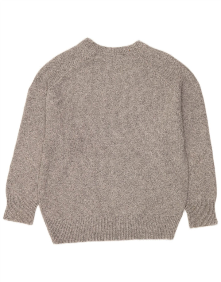 Zara Suéter feminino oversized com decote em V Reino Unido 10 pequeno cinza manchado